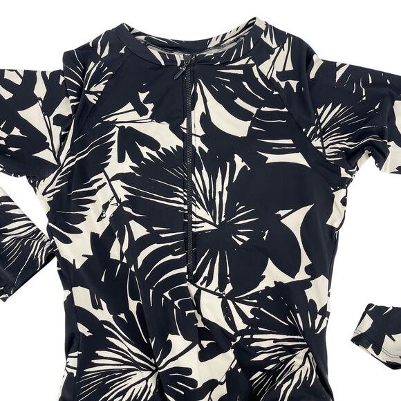 Trina Turk Lennox One Piece Swimsuit Long Sleeve Zip Rash Guard Paddle Suit XL - Picture 4 of 12